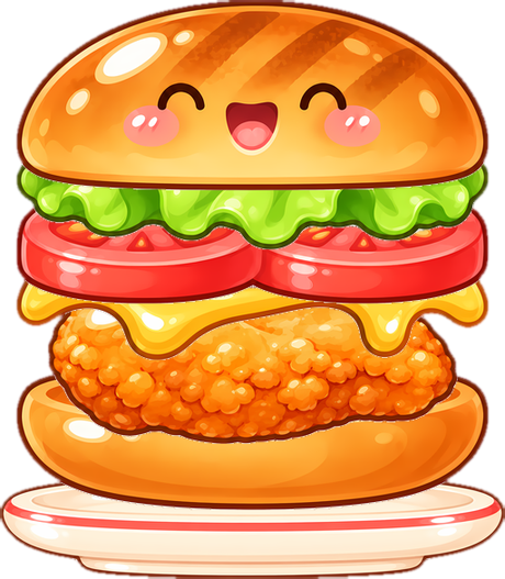 A stacked paper burger on its plate
