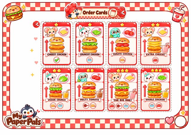 Eight order cards